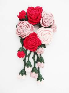 Art hand Auction Rose scrunchie*couronne*tricotage de dentelle*grand*PK*fait à la main*a70, Accessoires pour femmes, accessoires pour cheveux, Élastiques à cheveux, Chouchou