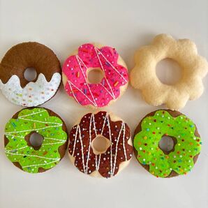 6個セット フェルト製ドーナツ ハンドメイド