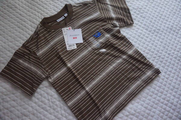 【新品】120cm★ユニクロ KIDS ¥1500+税★JW ANDERSON 綿100% ボーダーTシャツ olive