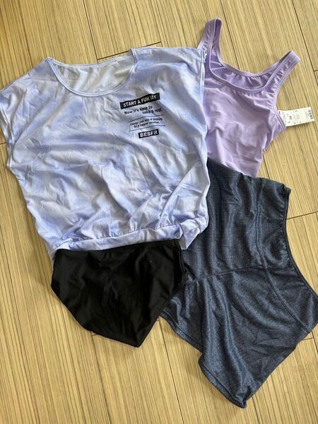 水着 セパレート タンクトップ 未使用 新品 女の子 水着 160 センチ プール 海 潮干狩り Tシャツ付き