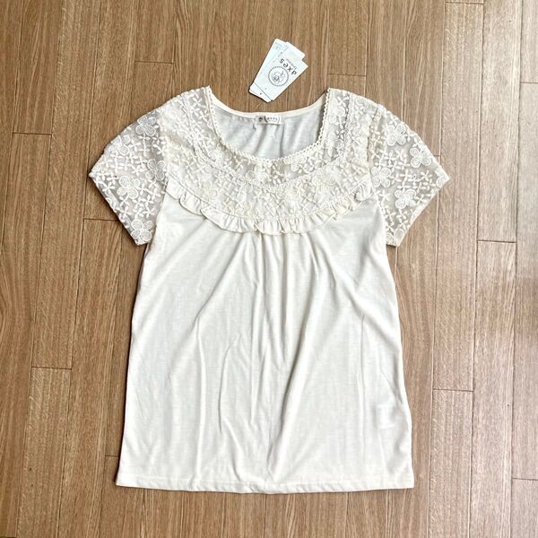 オーガンジー半袖インナープルオーバー axes femme 新品 タグ付 ブラウス トップス Tシャツ アクシーズファム