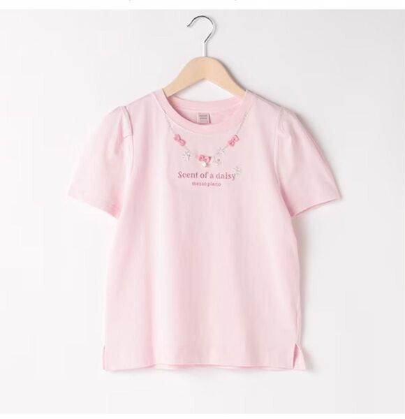 メゾピアノジュニア 160 デイジーネックレス半袖Tシャツ