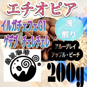自家焙煎・受注後焙煎●スペシャリティコーヒー豆 200g エチオピア イルガチェフェG1 ゲデブ チェレチェレ 浅煎り