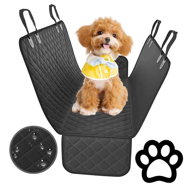 ペット用 ドライブシート ドッグカーシート 車用 マット 犬 防水 ヘッドレスト固定 ブラック 黒 137×147cm