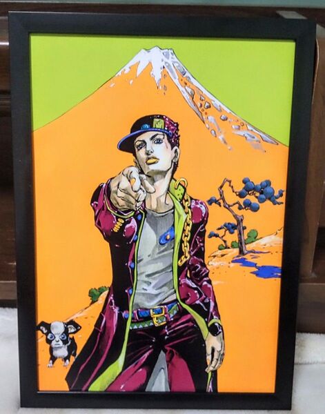 【003】ジョジョの奇妙な冒険 空条承太郎・イギー赤富士 & 歴代主人公【額装両面 A4ポスター】