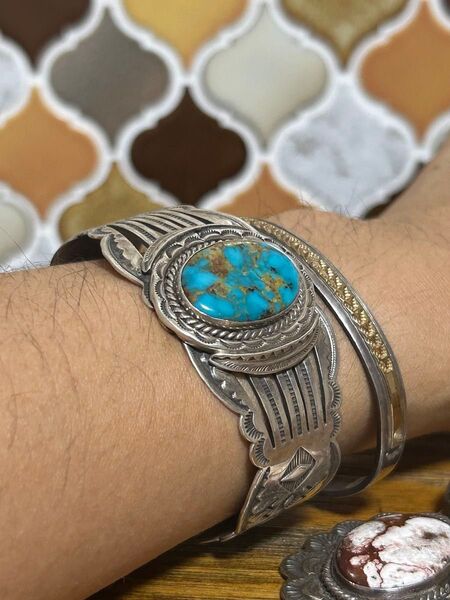 ヴィンテージ 激レア ナバホ NAVAJO ターコイズ バングル インディアンジュエリー