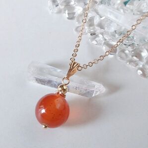 『7月の誕生石』カーネリアン 天然石 ネックレス ペンダント
