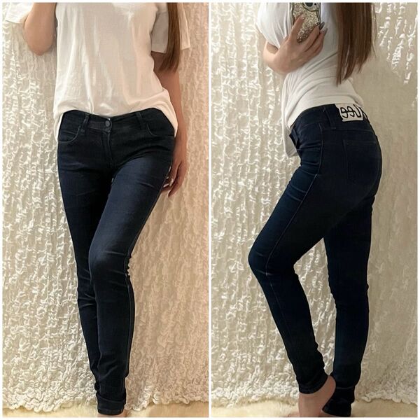 LEE EMODA ダークブルー スキニーデニム スキニーパンツ デニム エモダ リー コラボ ストレッチ パンツ デニムパンツ