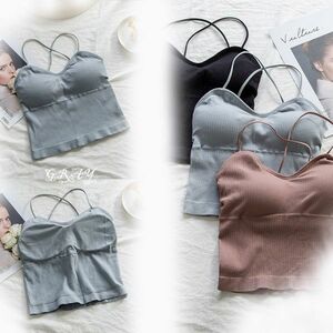 [ new goods ] lady's sports bra camisole cup attaching free size gray!