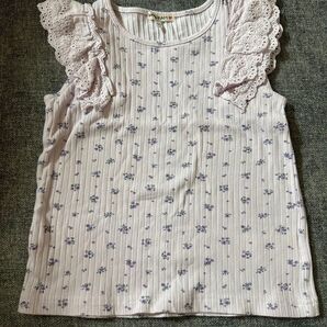 any FAM KIDS エニィファム ノースリーブカットソー 120 フラワー パープル