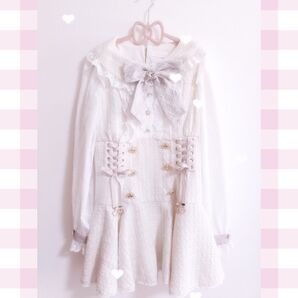 LIZLISA メッセージリボンツイードセットアップ 白