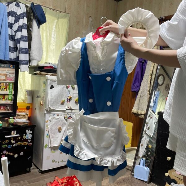 メイド服 コスプレ衣装 ブルー×ホワイト Mサイズ ハロウィン イベント