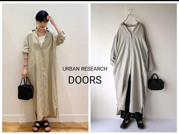 URBAN RESEARCH DOORSリネンバックタックシャツワンピース