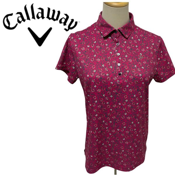 Callaway 花柄ポロシャツ ピンク Tシャツ ゴルフウェア GOLF 美品 キャロウェイ 半袖ポロシャツ Lサイズ