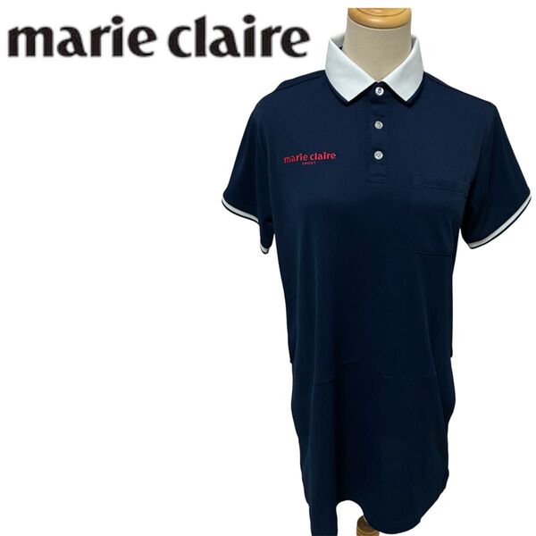 marie claire ネイビー ポロシャツ ワンピース GOLF Mサイズ マリクレール 半袖ポロシャツ レディース ゴルフ