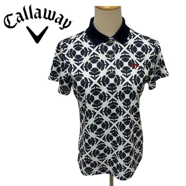 Callaway 花柄ポロシャツ Lサイズ トップス 半袖 Tシャツ GOLF キャロウェイ レディース ゴルフウェア シャツ