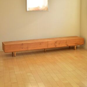 無垢】テレビボード 220㎝ オーク色 無垢材 木脚