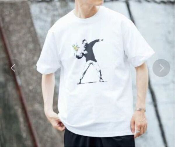Banksy バンクシー Tシャツ アーバンリサーチ ブランダライズド BRANDALISED メンズM 白 ホワイト
