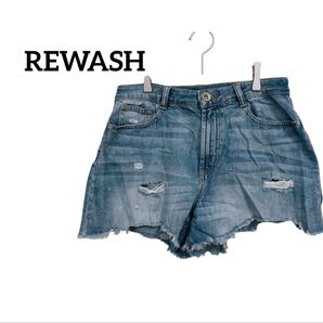 REWASH ダメージデニム ショートパンツ 切りっぱなし 夏 ショーパン