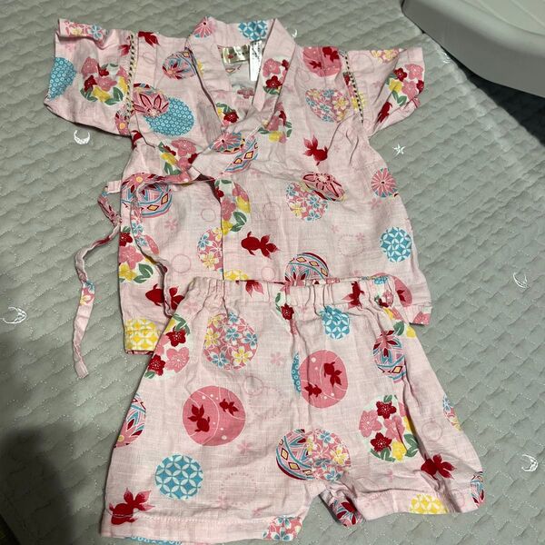 甚平 ピンク 80cm 女の子 上下セット