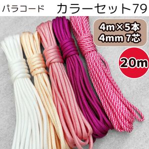 パラコード 20m リード 白 クリーム ピンク 螺旋 紫 ストラップ 4mm ハンドメイド 7芯 スマホ ショルダー 犬 猫