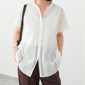 新品 Spick and Span スピックアンドスパンケミカルレースフレンチブラウス ホワイト