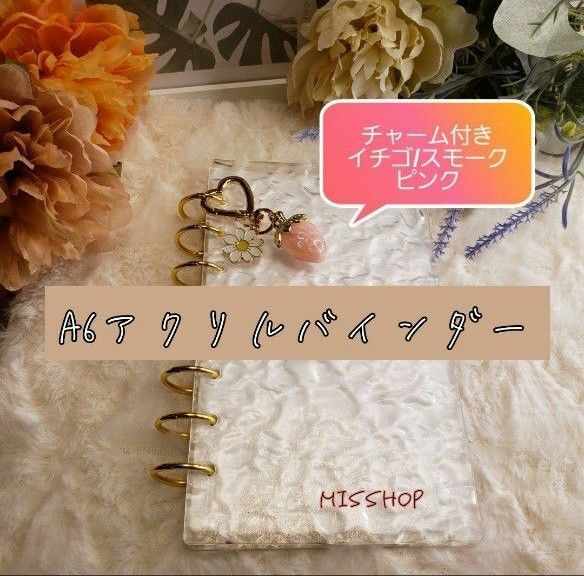 ◆韓国人気バインダー◆A6アクリルバインダーset貯金saving家計管理クリア バインダー板2枚&クリップ2個&チャーム付き