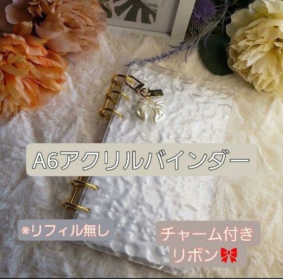 ◆韓国人気バインダー◆A6アクリルバインダーset貯金saving家計管理クリア バインダー板2枚&クリップ2個&チャーム付き