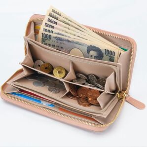 仕分け上手な本革長財布ピンクベージュ 桜色 レディース 開運縁起 金運UP 風水 小銭入 一粒万倍日 母の日 母の日 プレゼント
