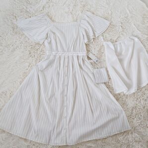 NATURAL BEAUTY BASIC ナチュラルビューティーベーシック フレアワンピース 経年劣化色あせあり