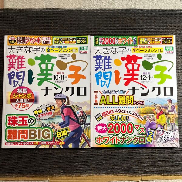 大きな字の難問漢字ナンクロ 2024年10月号 12月号 セット