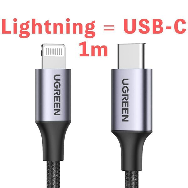 新品 UGreen 1m Lightning = USB-C ケーブル (MFi PD 急速充電 ライトニング iPhone