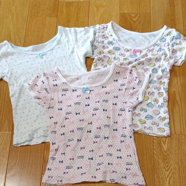 100cm 半袖肌着 インナー 肌着 女の子 3枚セット