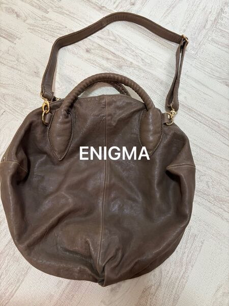ENIGMA本革 2way レザー ショルダーバッグ ハンドバッグ ブラウン
