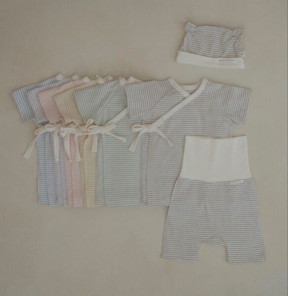 peekaboo Stripe dewy new born set ベビー退院着 新生児肌着 退院着女の子 退院着男の子 退院着