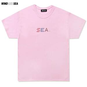 コラボ！SOPHNET. × WIND AND SEA RHINESTONE SEA TEE PINK L＊ソフネット ウィンダンシー ラインストーン Tシャツ FCRB ブリストル 24ss