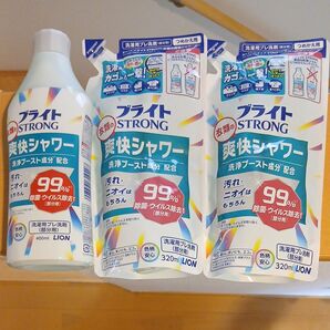 ブライトSTRONG 爽快シャワー 本体400ml1個+詰め替え320ml2個