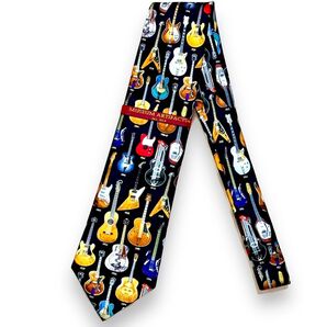 新品 MUSEUM ARTIFACTS ギター柄 シルク ネクタイ ハンドメイド