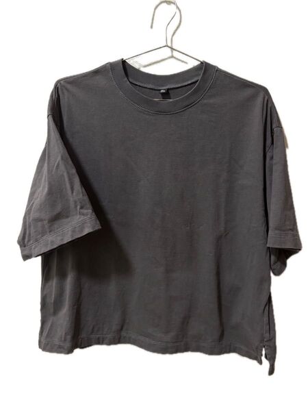 Tシャツ ユニクロ UNIQLO 半袖 無地 カットソー グレー チャコール