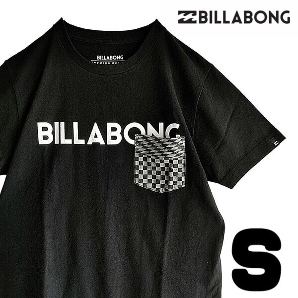 BILLABONG ビラボン プリント 半袖 Tシャツ 黒 S 胸ポケット