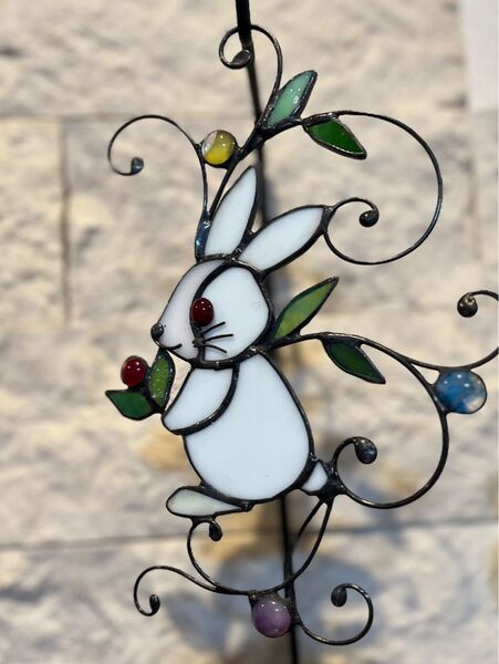 うさぎのステンドグラスパネル ハンドメイド