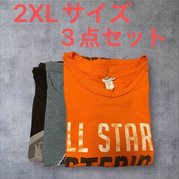 【US古着】3点セット 2XL Tシャツ 半袖 プリント メンズ レディース 大きいサイズ まとめ売り セット売り