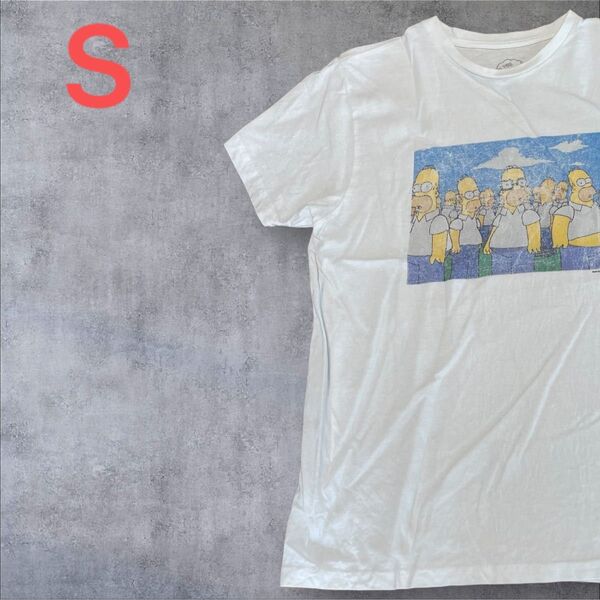 【US古着】ホワイト S Tシャツ 半袖 レギュラー プリント メンズ レディース 大きいサイズ オーバーサイズ シンプソンズ