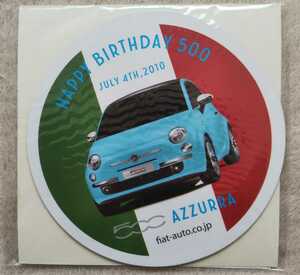 FIAT 500 AZZURRA マグネット バースデー記念 新品未使用品 HAPPY BIRTHDAY 500 JULY 4TH,2010