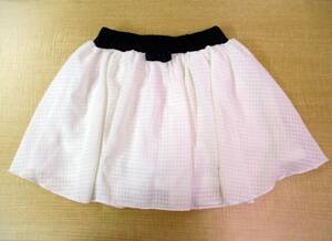 *1489[ free shipping ] west pine shop Kids girl flair miniskirt ska tsu inner pants attaching 110 eggshell white × navy check chiffon 