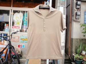 1回使用のみ！日本製　ジョセフ オム　ストレッチ仕様なカーキ色のデザインポロシャツ　サイズ48