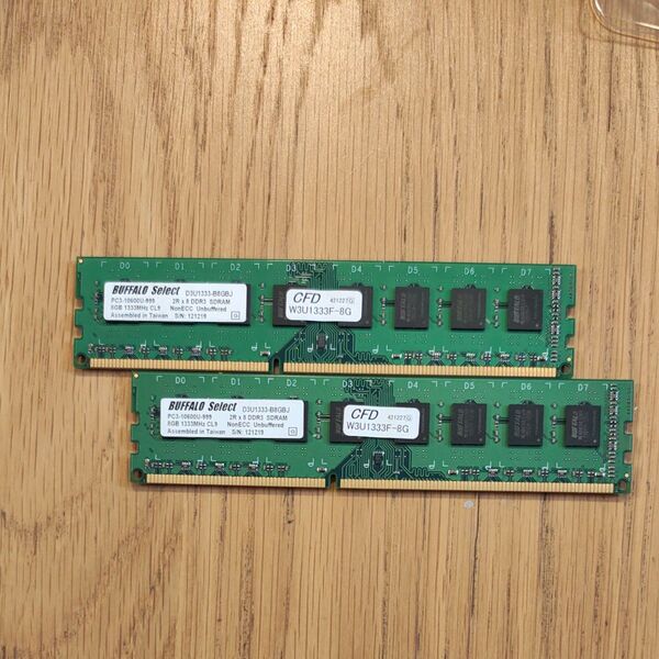 BUFFALO DDR3メモリ 8GB×2枚セット D3U1333-8GBJ