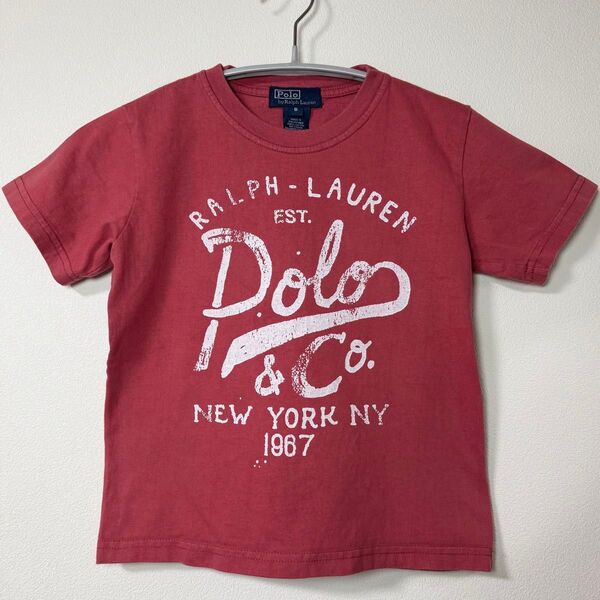 Polo ポロラルフローレン キッズ アメカジ Tシャツ 6 サイズ120 レッド プリント 半袖