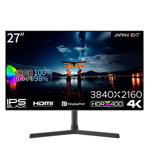 JAPANNEXT JN-27IPSB4FLUHDR 27” IPS BLACKパネル4K液晶モニター 中古美品