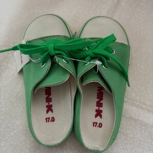 MIN-K キッズ スニーカー かかとなし グリーン 17.0cm 未使用